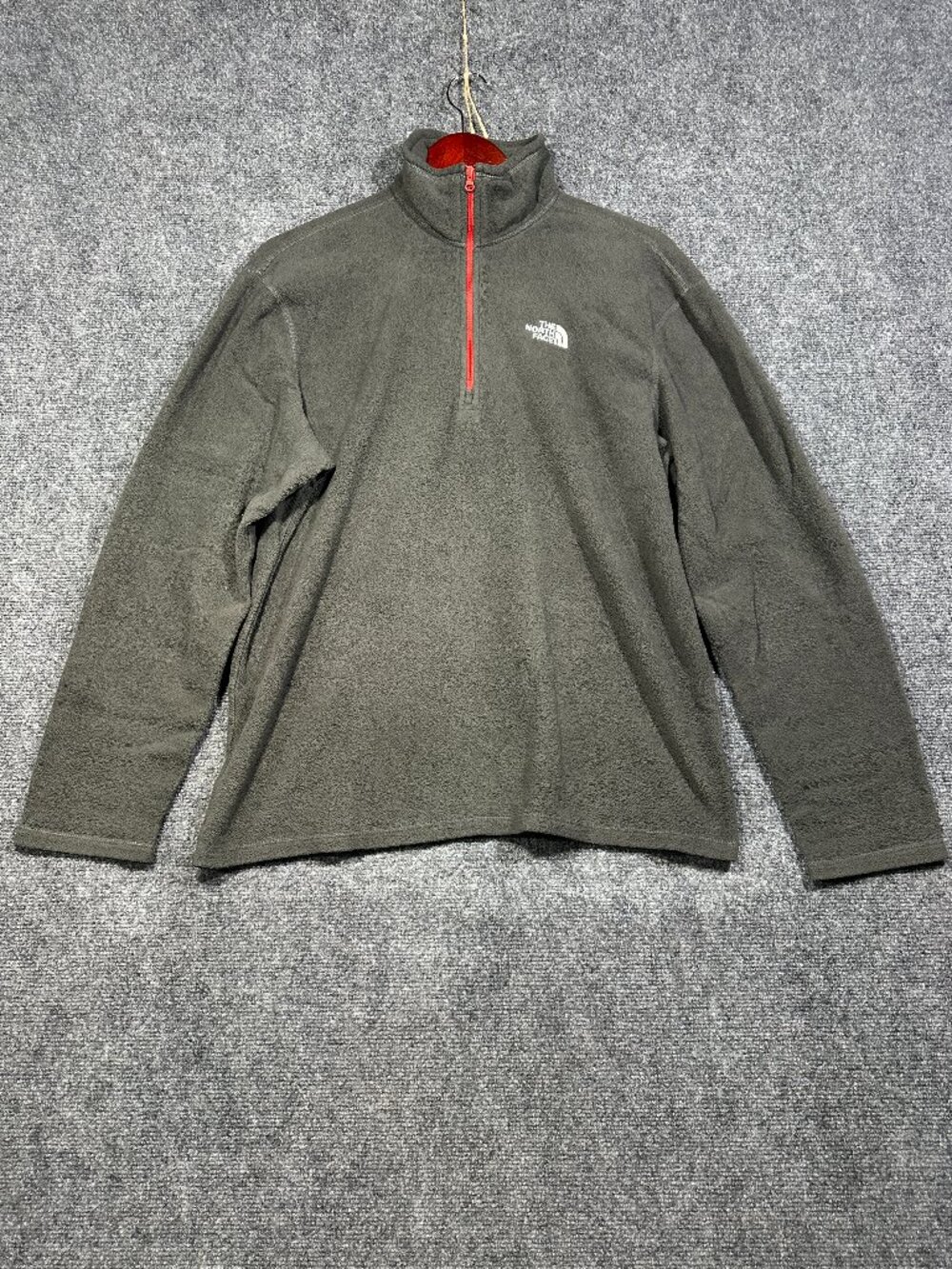The North Face Pullover Mens Medium Gray Fleece 1/4 Zip White Logo